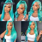 Glueless Green Wig Lace Front Human Hair Wigs Mint Green Straight Transparent Lace Front Human Hair Wigs For Women Pre Plucked