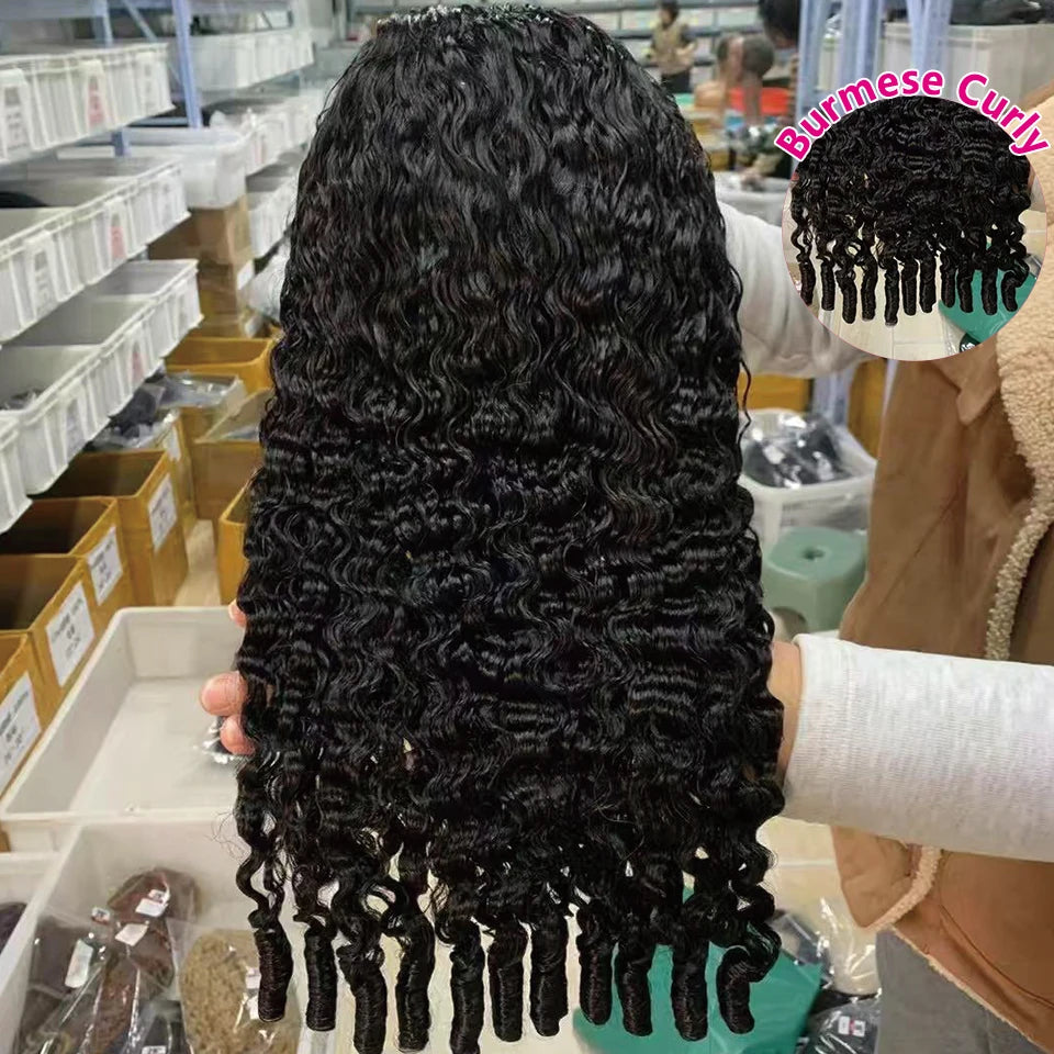Burmese Curly Hair Wig 360 13x4 Deep Water Wave Pre Plucked Lace Frontal Wig 13x6 HD Lace Front Wigs Human Hair For Black Women