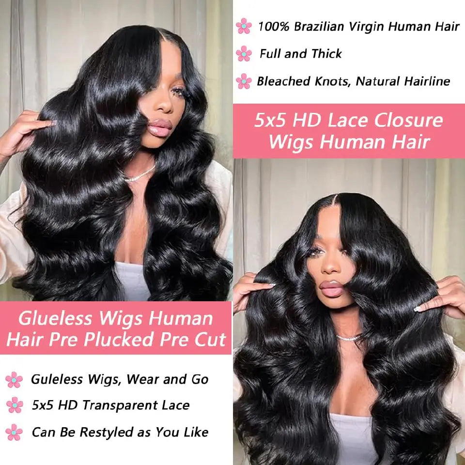 Wear And Go 5X5 9X6 Body Wave Glueless Wig Human Hair Ready To Wear 360 Full Lace Wig Pre Plucked Hd Lace Front Wigs For Women