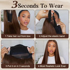 Chocolate Brown Glueless Wigs Human Hair Ready To Wear High Density Lace Wig Bleached Knots Bone Straight Lace Front Wig Pre Cut