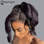 Kinky Straight Human Hair Wig 360 Full HD Lace Frontal Wigs 250% Yaki Straight Human Hair Wig 30 38 Inches High Ponytail On Sale