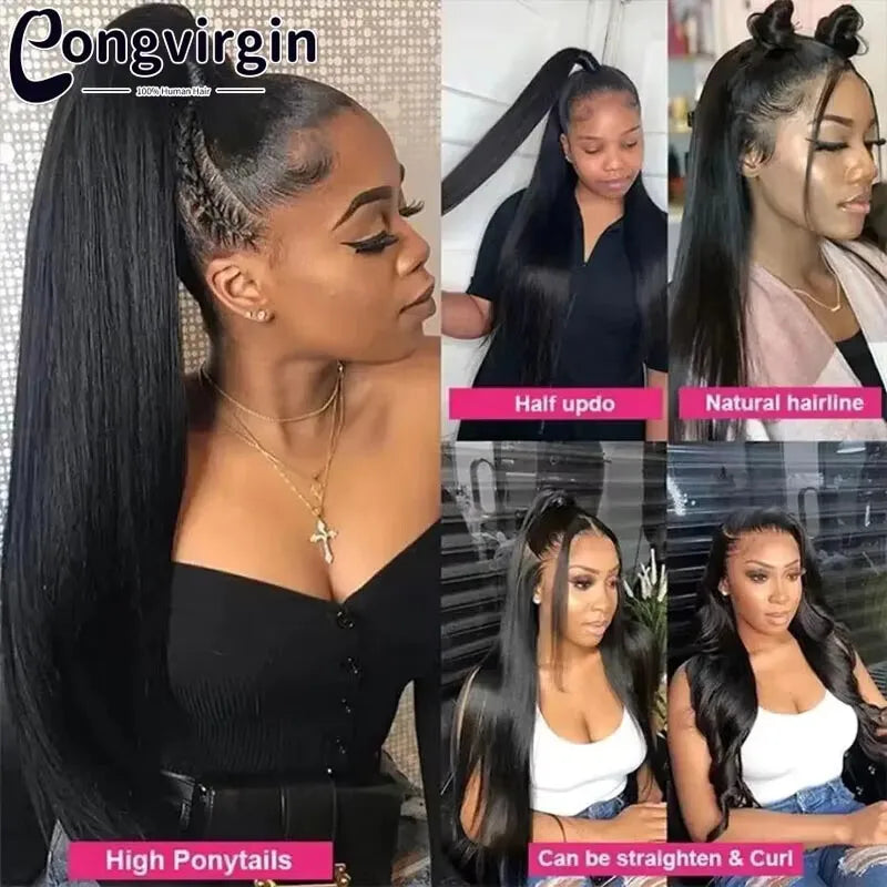Real Straight Full Lace Wig Human Hair Wigs HD Transparent Full Lace Wig Brzailian Remy Hair For Black Women Pre Plucked On Sale