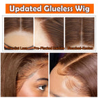 Chocolate Brown Glueless Wigs Human Hair Ready To Wear High Density Lace Wig Bleached Knots Bone Straight Lace Front Wig Pre Cut