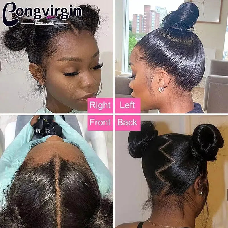 Real Full Lace Wig Bone Straight Human Hair Wigs For Black Women Natural Brazilian HD Transparent Lace Frontal Wig Pre Plucked