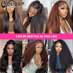 Kinky Straight Human Hair Wig 360 Full HD Lace Frontal Wigs 250% Yaki Straight Human Hair Wig 30 38 Inches High Ponytail On Sale