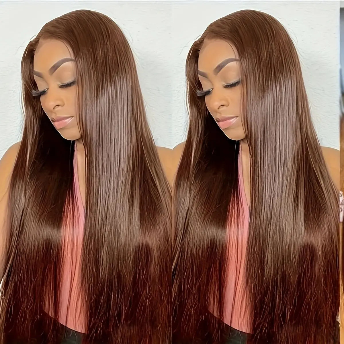 5x5 Chocolate Brown Glueless Straight Human Hair Wig 360 Transparent HD Lace Frontal Pre Plucked Natural Hairline Wig For Women
