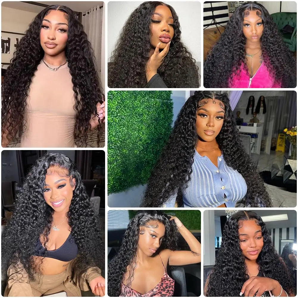 9x6 5x5 Water Wave Wear and Go Glueless Wigs Human Hair HD Deep Curly Wigs For Women Deep Wave Frontal Wig Pre Cut Glueless Wig