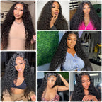 9x6 5x5 Water Wave Wear and Go Glueless Wigs Human Hair HD Deep Curly Wigs For Women Deep Wave Frontal Wig Pre Cut Glueless Wig