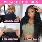 9x6 5x5 Water Wave Wear and Go Glueless Wigs Human Hair HD Deep Curly Wigs For Women Deep Wave Frontal Wig Pre Cut Glueless Wig