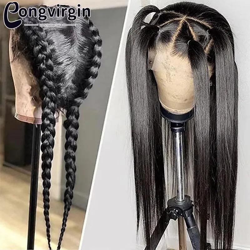Real Straight Full Lace Wig Human Hair Wigs HD Transparent Full Lace Wig Brzailian Remy Hair For Black Women Pre Plucked On Sale