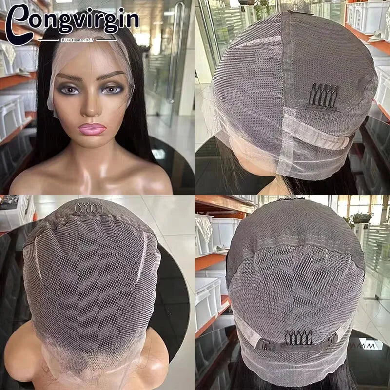 Real Straight Full Lace Wig Human Hair Wigs HD Transparent Full Lace Wig Brzailian Remy Hair For Black Women Pre Plucked On Sale
