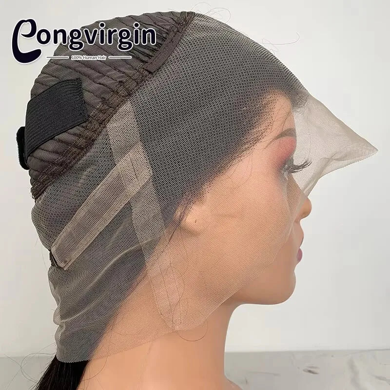 Kinky Straight Human Hair Wig 360 Full HD Lace Frontal Wigs 250% Yaki Straight Human Hair Wig 30 38 Inches High Ponytail On Sale