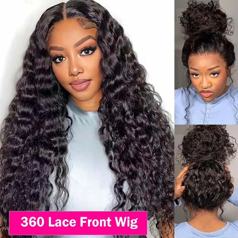 250% Water Wave Glueless Wig Human Hair 13x4 13X6 360 Curly Lace Frontal Human Hair Wig Wear Go 5x5 9x6 Glueless Wigs For Women