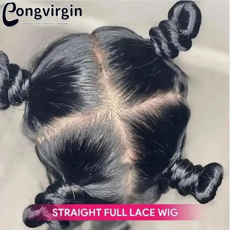 Real Full Lace Wig Bone Straight Human Hair Wigs For Black Women Natural Brazilian HD Transparent Lace Frontal Wig Pre Plucked
