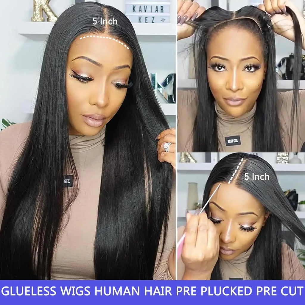 250% Wear And Go Glueless Human Hair Wig 5x5 Glueless Wig 360 HD Transparent Human Hair Wig Pre Cut Pre Plucked Lace Closure Wig