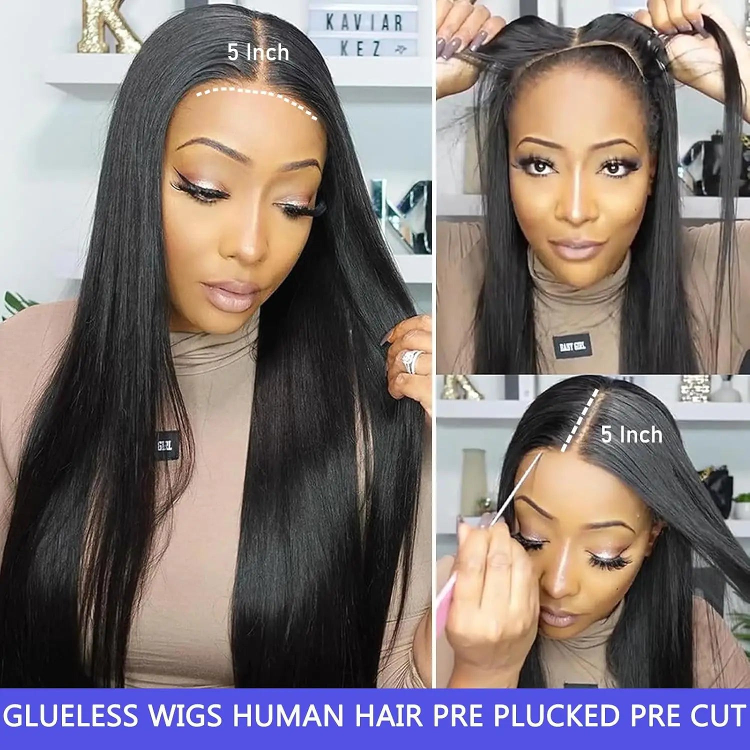 250% Wear And Go Glueless Human Hair Wig 5x5 Glueless Wig 360 HD Transparent Human Hair Wig Pre Cut Pre Plucked Lace Closure Wig