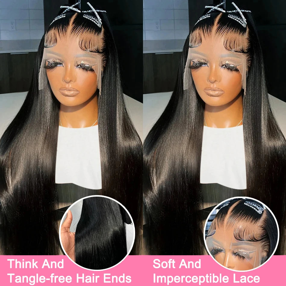 250% Hd Transparent Bone Straight 13x4 Lace Frontal Wigs Pre Plucked Brazilian Remy Hair 9x6 Glueless Wigs Human Hair For Women