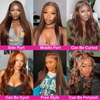 5x5 Chocolate Brown Glueless Straight Human Hair Wig 360 Transparent HD Lace Frontal Pre Plucked Natural Hairline Wig For Women